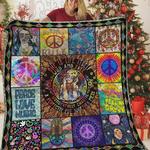hippie peace love music quilt blanket great customized blanket gifts for birthday christmas