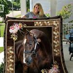 horse with flower frame quilt blanket great customized blanket gifts for birthday christmas