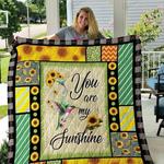 hummingbird sunflower you are my sunshine quilt blanket great customized blanket gifts for birthday