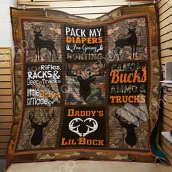 Hunting And Truck Daddy Pack My Diapers Quilt Blanket Great Customized Gifts For Birthday Christmas Thanksgiving FatherS Day Perfect Gifts For Hunting Lover