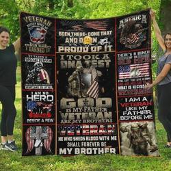 I Am A Veteran Like My Father Before Me Quilt Blanket Great Customized Blanket Gifts For Birthday Christmas Thanksgiving
