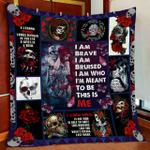 i am brave skull woman quilt blanket d2381468