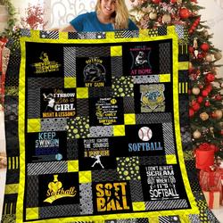 I Love Softball Quilt Blanket Great Customized Blanket Gifts For Birthday Christmas Thanksgiving