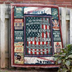 Jesus Christ And Veteran Once Died For Your Soul Quilt Blanket Great Customized Gifts For Birthday Christmas Thanksgiving Perfect Gifts For Veteran Lover