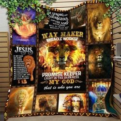 Jesus Lion Light In The Darkness My God That Is Who You Are Quilt Blanket Great Customized Blanket Gifts For Birthday Christmas Thanksgiving