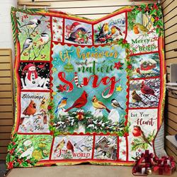 Joy To The World Christmas Birds Quilt Ogq