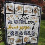 just a girl who really loves yoga and beagle quilt blanket great customized blanket gifts for