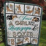just a girl who really loves yoga and boxer quilt blanket great customized blanket gifts for