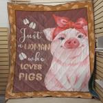 just a woman who loves pigs quilt blanket great customized blanket gifts for birthday christmas