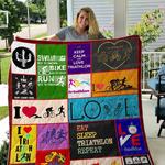 keep calm and love triathlon quilt blanket great customized blanket gifts for birthday christmas