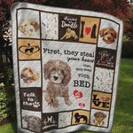 labradoodle first they steal your heart then they steal your bed quilt blanket great customized
