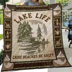 lake life because beaches be salty quilt blanket great customized blanket gifts for birthday