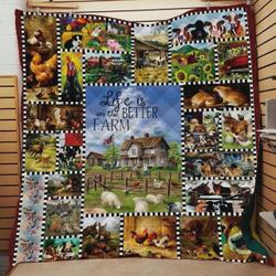 Life Is Better On The Farm Farm Theme Quilt Blanket Great Customized Blanket Gifts For Birthday Christmas Thanksgiving