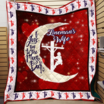 linemans wife i love you to the moon and back quilt blanket great customized gifts for birthday