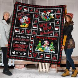 Merry Christmas Mickey Xmas Gift Disney Fan Quilt