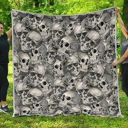 Monochrome Skull Flowers Cl17100379Mdq Quilt Blanket