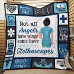 nurse not all angels have wings some have stethoscopes quilt blanket great customized blanket gifts