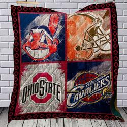 Ohio State Buckeyes Cleveland Indians Browns Cavaliers Quilt Blanket Bs1032