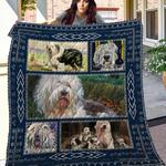 old english sheepdog on the flower field quilt blanket great customized blanket gifts for birthday