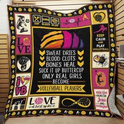 Only Real Girls Become Volleyball Players Quilt Blanket Great Customized Blanket Gifts For Birthday Christmas Thanksgiving
