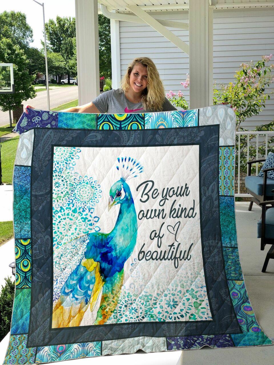Peacock Be Your Own Kind Of Beautiful Quilt Blanket Great Customized Gifts For Birthday Christmas Thanksgiving Perfect Gifts For Peacock Lover peacock be your own kind of beautiful quilt blanket great customized gifts for birthday christmas