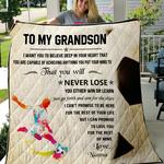 personalize american football to my grandson from nana love you for the rest of mine quilt blanket
