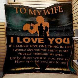 Personalized American Footbal To My Wife From Husband I Love You Quilt Blanket Great Customized Gifts For Birthday Christmas Thanksgiving Wedding ValentineS Day