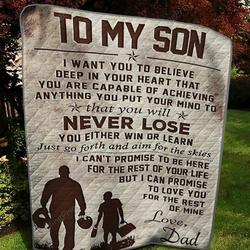 Personalized American Football To My Son From Dad I Love You For The Rest Of My Life Quilt Blanket Great Customized Gifts For Birthday Christmas Thanksgiving FatherS Day