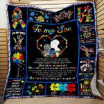 personalized autism to my son from mom never feel that you are alone quilt blanket great customized
