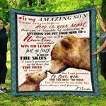 personalized bear to my son from mom i want you to believe quilt blanket great customized gifts for