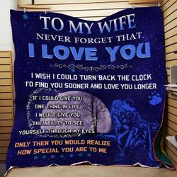 Personalized Biker To My Wife From Husband Never Forget That I Love You Quilt Blanket Great Customized Gifts For Birthday Christmas Thanksgiving Wedding ValentineS Day