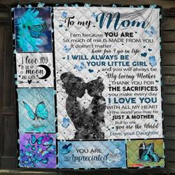 Personalized Butterfly To My Mom From Daughter You Are The World To Me Quilt Blanket Great Customized Gifts For Birthday Christmas Thanksgiving MotherS Day
