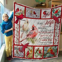 Personalized Cardinal To My Wife From Husband I Love You Forever And Always Quilt Blanket Great Customized Gifts For Birthday Christmas Thanksgiving Wedding ValentineS Day