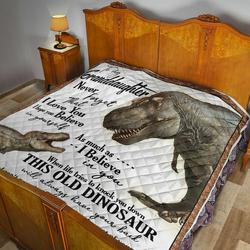 Personalized Dinosaur From Grandpa To My Granddaughter Life Tries To Knock You Down Quilt Meaningful Gifts For Her Great Customized Gifts For Birthday Christmas Graduation