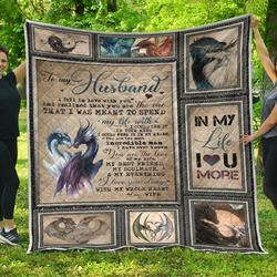 Personalized Dragon To My Husband From Wife I Fell In Love With You Quilt Blanket Great Customized Gifts For Birthday Christmas Thanksgiving Wedding ValentineS Day