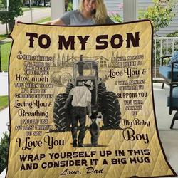Personalized Farmer Family To My Son Quilt Blanket From Dad Wrap Yourself Up In This Great Customized Blanket Gifts For Birthday Christmas Thanksgiving