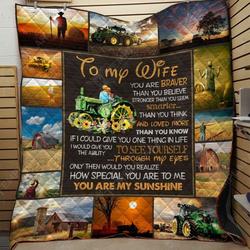 Personalized Farmer To My Wife From Husband You Are My Sunshine Quilt Blanket Great Customized Gifts For Birthday Christmas Thanksgiving Wedding ValentineS Day