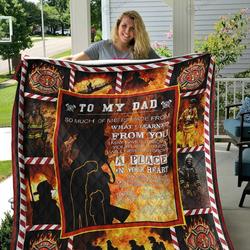 Personalized Firefighter To My Dad From Son Thank You For The Love And Support Quilt Blanket Great Customized Gifts For Birthday Christmas Thanksgiving FatherS Day