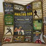 personalized football family to my amazing son quilt blanket from mom love you forever and always