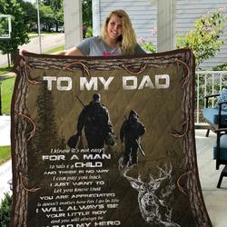 Personalized Hunting To My Dad From Son ItS Not Easy For A Man To Raise A Child Quilt Blanket Great Customized Gifts For Birthday Christmas Thanksgiving FatherS Day Perfect Gifts For Hunting Lover