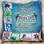 personalized ice hockey to my son from mom i want you to believe quilt blanket great customized