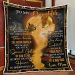 personalized lion family to my daughter quilt blanket from mom on the day you were born the angle