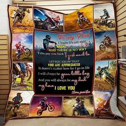 Personalized Motorcross From Son To Dad You Always Be My Hero Quilt Blanket Meaningful Gifts For Dad Great Customized Blanket For Birthday Christmas FatherS Day