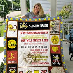 Personalized Softball To My Granddaughter From Grandma No Grass Stains No Glory Quilt Blanket Great Customized Gifts For Birthday Christmas Thanksgiving Perfect Gifts For Softball Lover