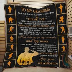 Personalized Soldier To My Grandma Quilt Blanket From Grandson Day By Day You Mean More To Me Great Customized Blanket Gifts For Birthday Christmas Thanksgiving