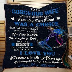 Personalized Turtle To My Wife From Husband Meeting You Was A Fate Quilt Blanket Great Customized Gifts For Birthday Christmas Thanksgiving Wedding ValentineS Day