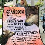 personalized wolf family to my grandson quilt blanket from grandma i cant promise to be here for