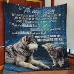 personalized wolf to my son quilt blanket from mom you are braver than you believe great customized