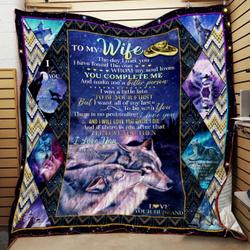 Personalized Wolf To My Wife From Husband I Love You Forever And Always Quilt Blanket Great Customized Gifts For Birthday Christmas Thanksgiving Wedding ValentineS Day