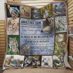 personalized wolf to our amazing son quilt blanket from dad and mom never forget that we love you